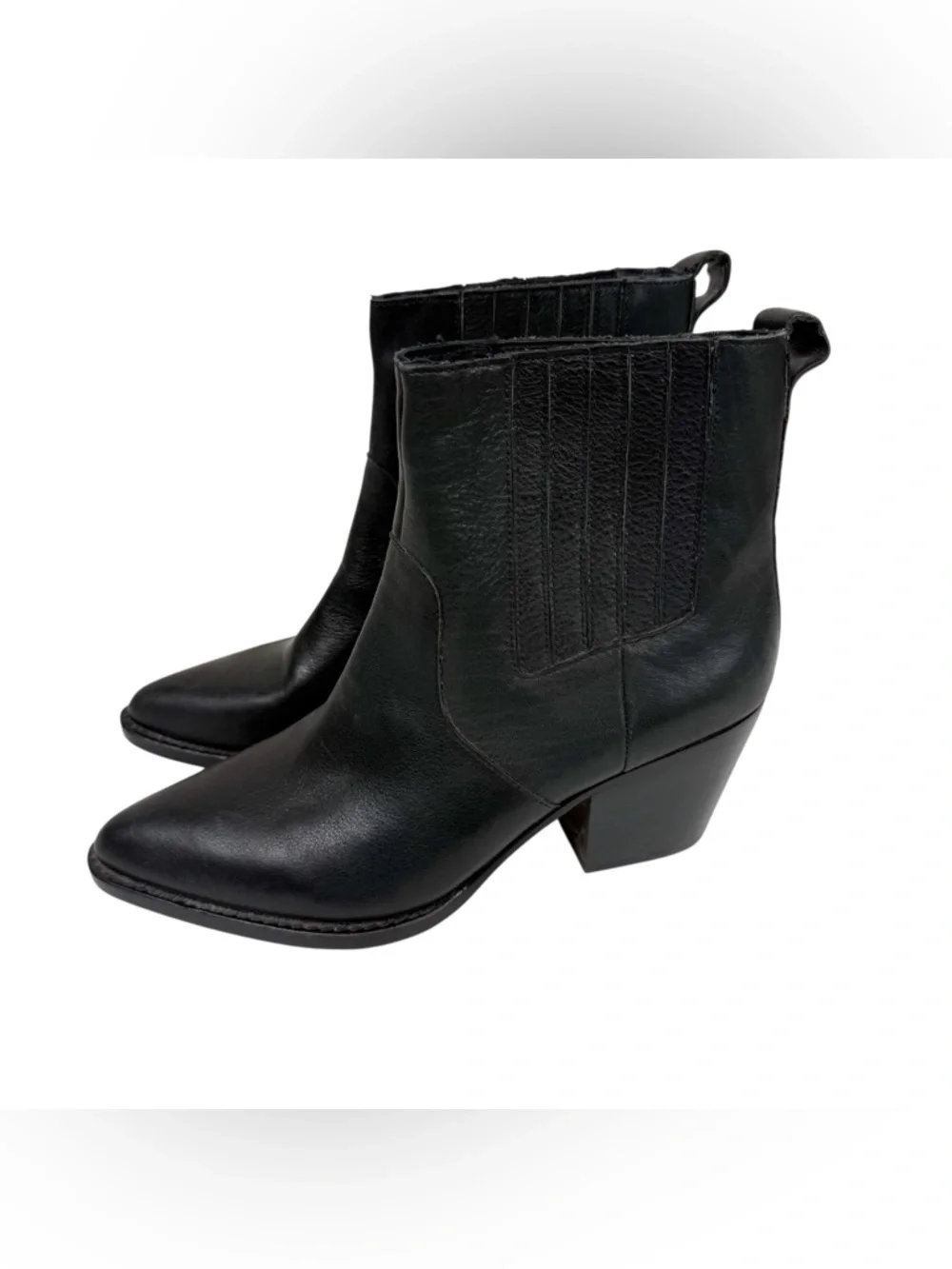 J. Crew Black Leather Point‎ Toe Heeled Chelsea Western Ankle Boots Size 8